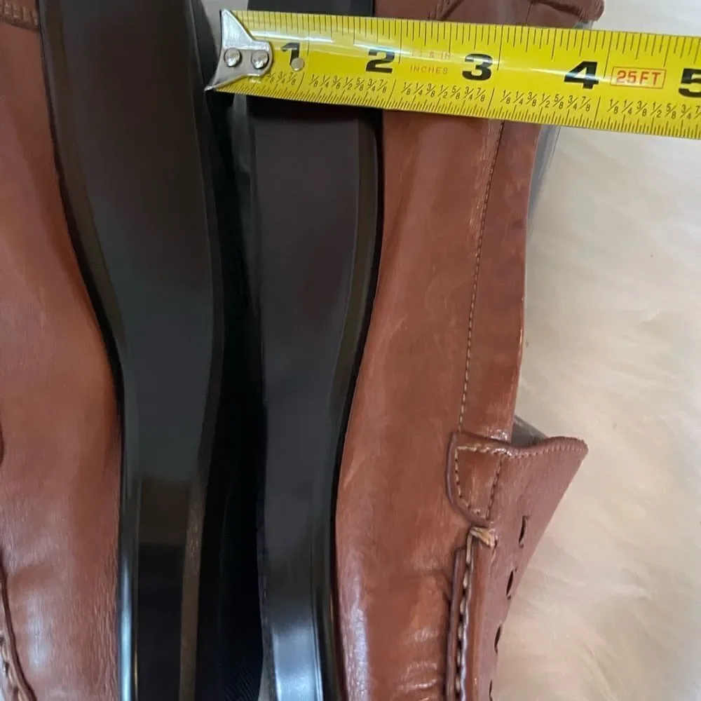 SAS leather Brown weave slip on wedge shoes comfort footbed SZ 11 M run …